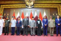 Menteri Pertahanan Prabowo Subianto menerima kunjungan kehormatan Wakil Perdana Menteri sekaligus Menteri Negara Urusan Pertahanan Khalid bin Muhammad Al-Attiyah. (Dok. Tim Media Prabowo)  