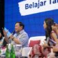 Menteri Pertahanan Prabowo Subianto di acara diskusi Belajaraya yang diselenggarakan di Pos Bloc, Jakarta Pusat. (dok. Tim Media Prabowo Subianto)