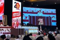 Konsolidasi Nasional Partai Gerindra yang dihelat di Jiexpo Kemayoran, Jakarta Utara, Jumat (15/12/2023). (Instagram.com/@gerindra) 