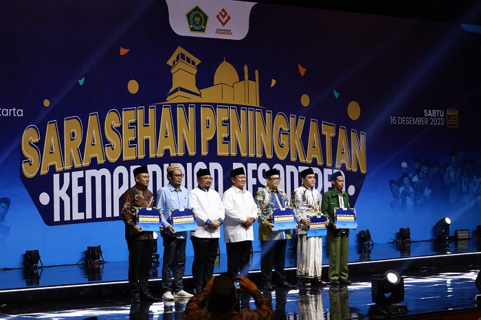 Menteri Pertahanan Prabowo Subianto saat menghadiri sarasehan Kemandirian Pesantren di JIExpo Kemayoran, Jakarta. (Dok. Tim Media Prabowo)