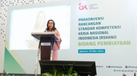 Otoritas Jasa Keuangan (OJK) menggelar Prakonvensi Rancangan Standar Kompetensi Kerja Nasional Indonesia (RSKKNI) bidang Pembiayaan di Hotel Le Méridien,  Jakarta (29/5/24).